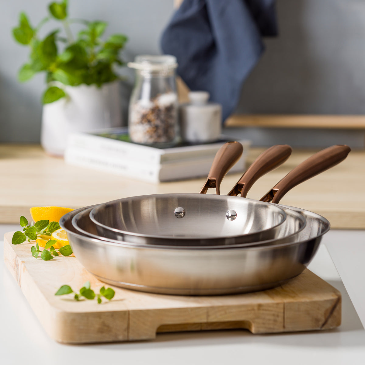 Rose 3-delige pannenset en ovenwanten