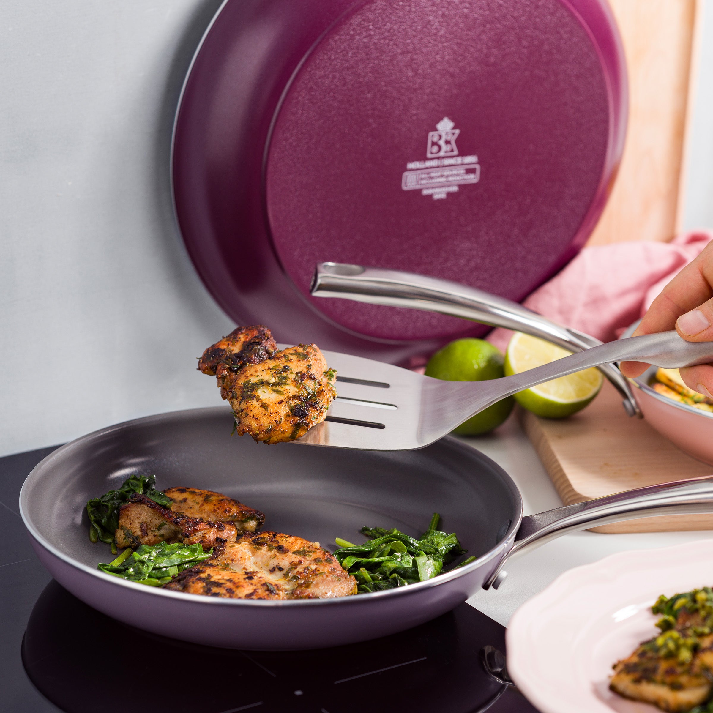 Sky Violet + Bourgogne Pink + onderzetters Pink Ribbon