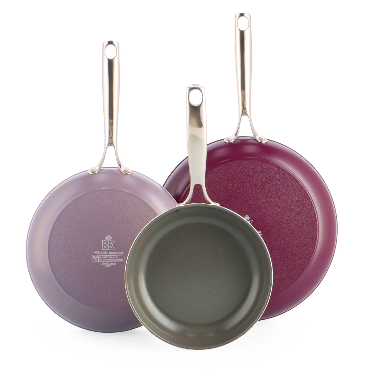 Sky Violet 3-delige Koekenpannenset + Bourgogne Braadpan 24 cm + Ovenwanten