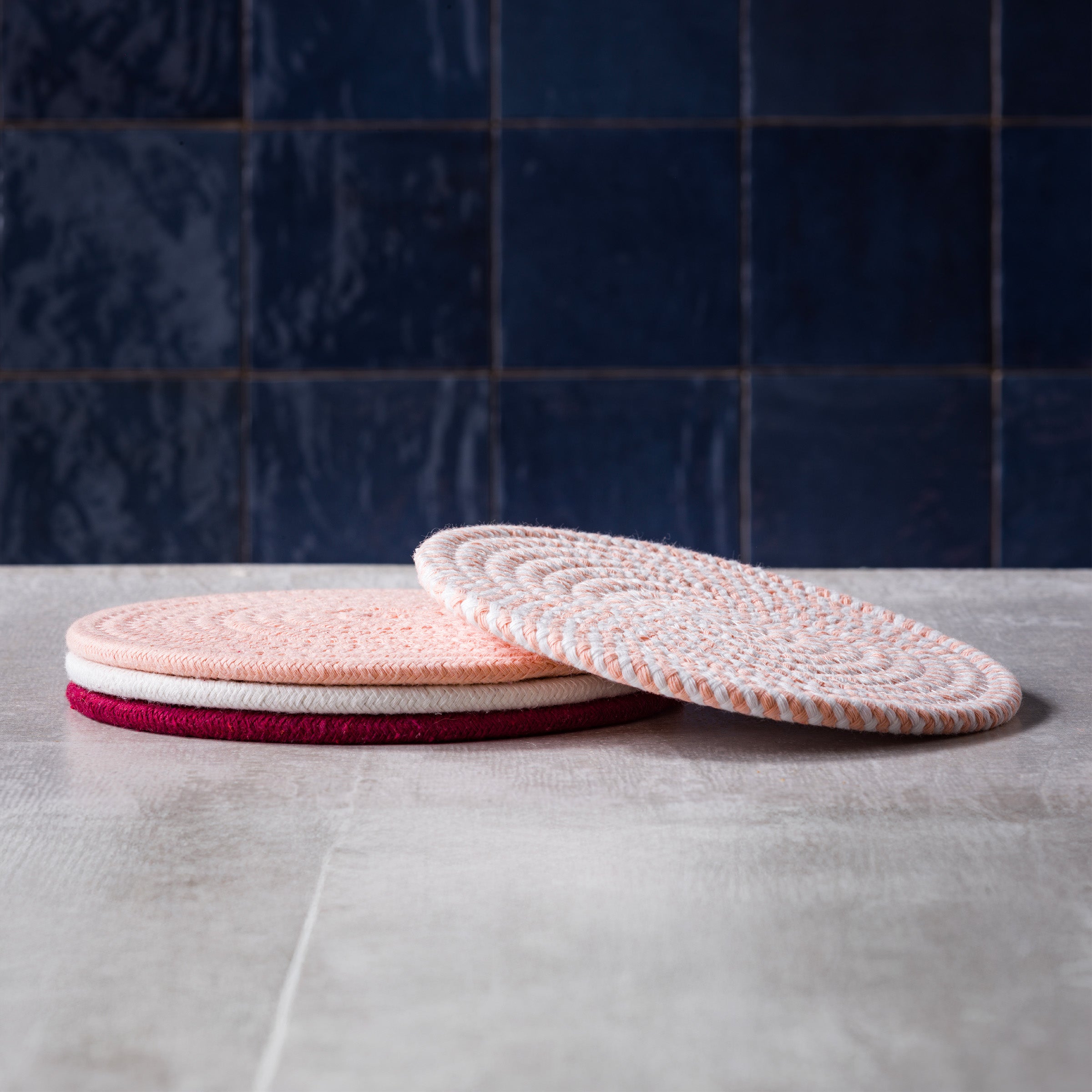 4-delige set onderzetters Pink