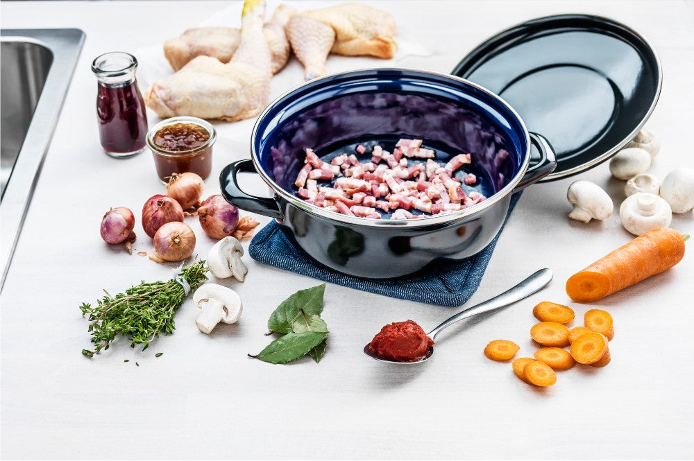 Fortalit braadpan zwart met spek