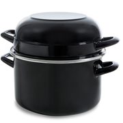 Fortalit mosselpan 22 cm zwart vooraanzicht