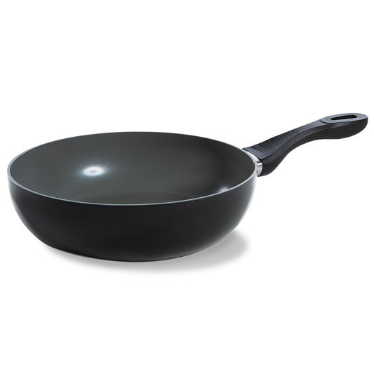 Easy Basic Ceramic wok 28 cm zwart vooraanzicht