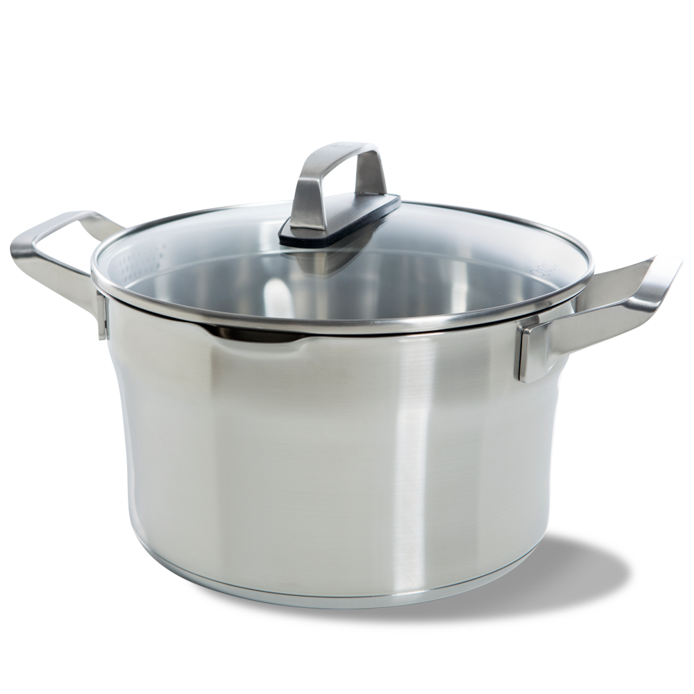 Premium+ soeppan 24 cm 5 liter zilver vooraanzicht
