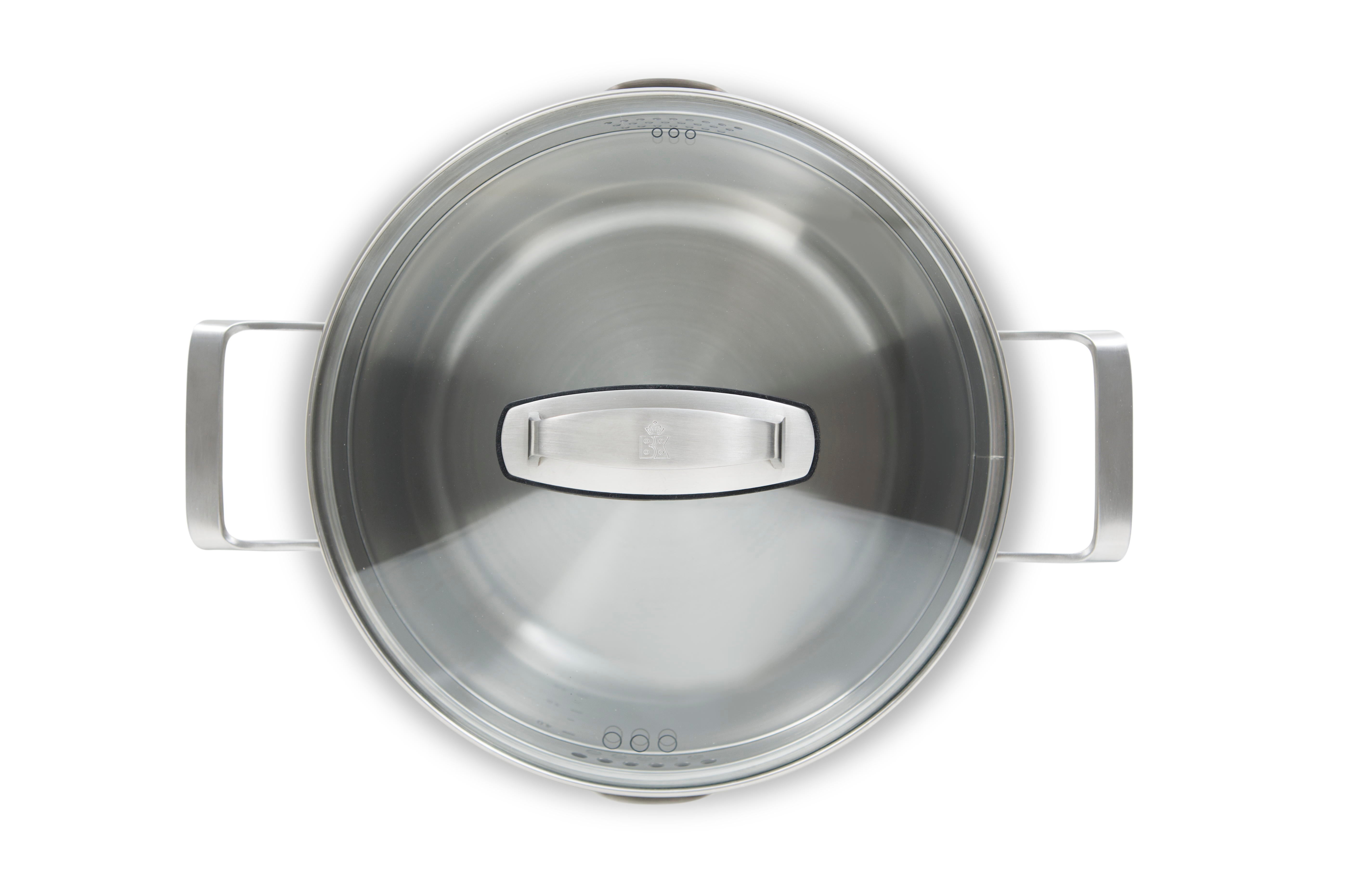 Premium+ soeppan 24 cm 5 liter zilver bovenaanzicht