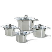 Wave pannenset 4-delig zilver vooraanzicht