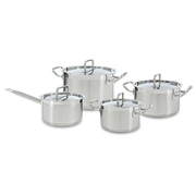 Precision pannenset 4-delig zilver vooraanzicht