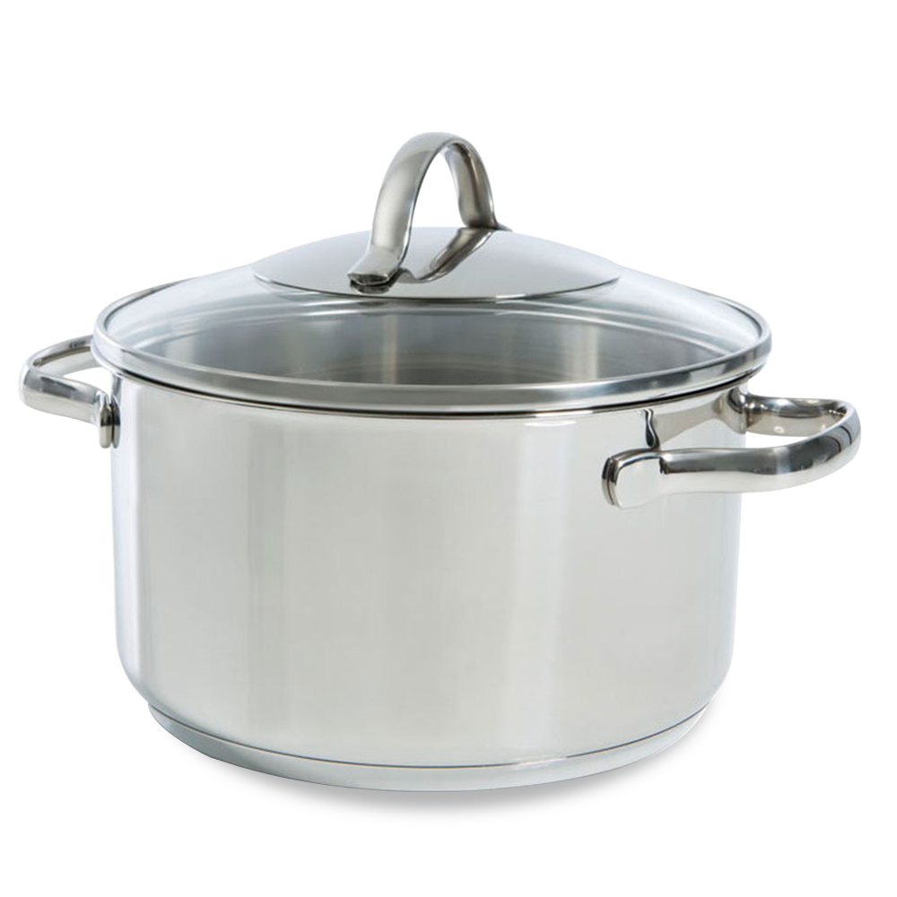 Essentials soeppan 24 cm 6 liter zilver vooraanzicht