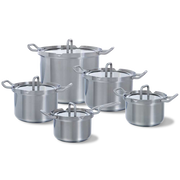 Q-linair Master Glas pannenset 5-delig zilver vooraanzicht