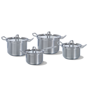 Q-linair Master Glas pannenset 4-delig zilver vooraanzicht