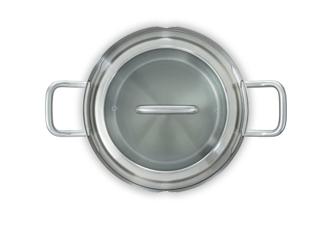 Q-linair Master Glas kookpan zilver bovenaanzicht