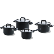 Flow Cool Black RVS pannenset 4-delig zwart vooraanzicht