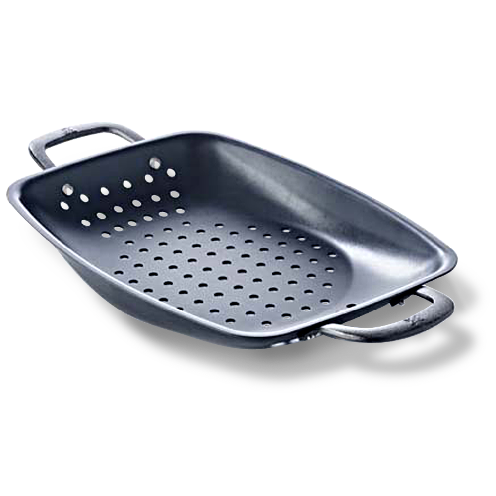 Black Steel BBQ grillschaal 38x27 cm zwart zijaanzicht