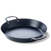 Black Steel paellapan 38 cm zwart zijaanzicht