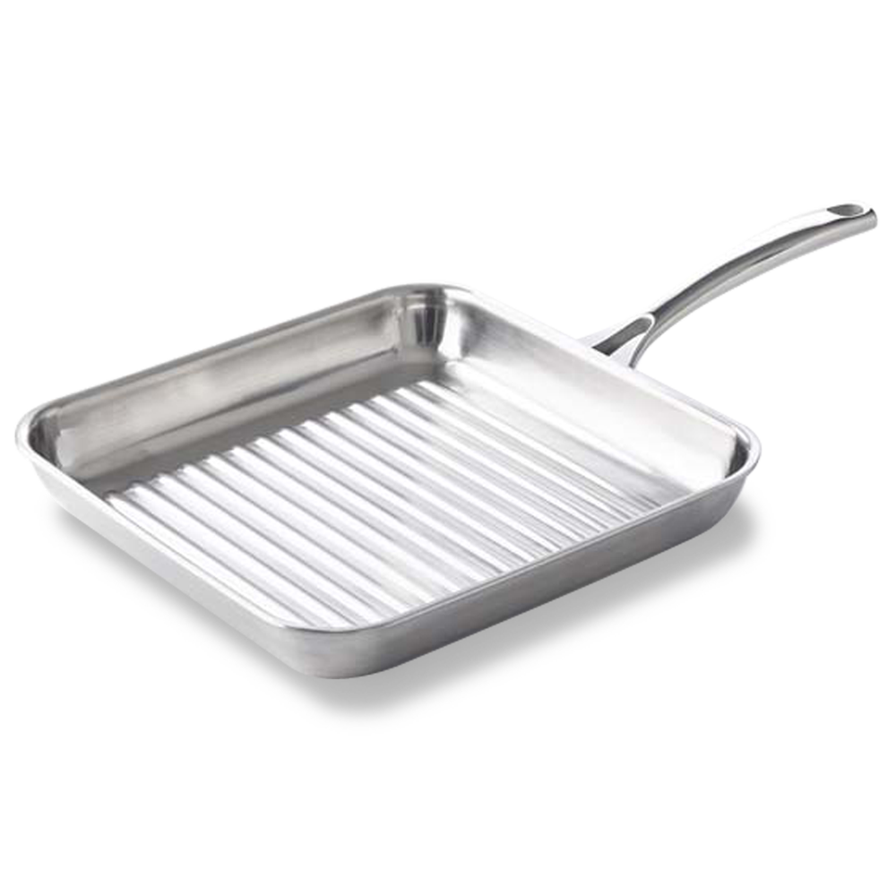 Superior Tri-Ply grillpan 28x28 cm zilver vooraanzicht