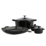 Bourgogne pannenset 4-delig zwart zijaanzicht