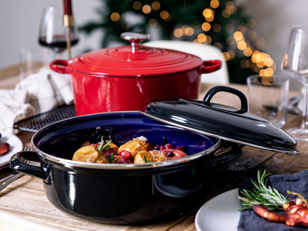 Fortalit braadpan zwart met bereid gerecht