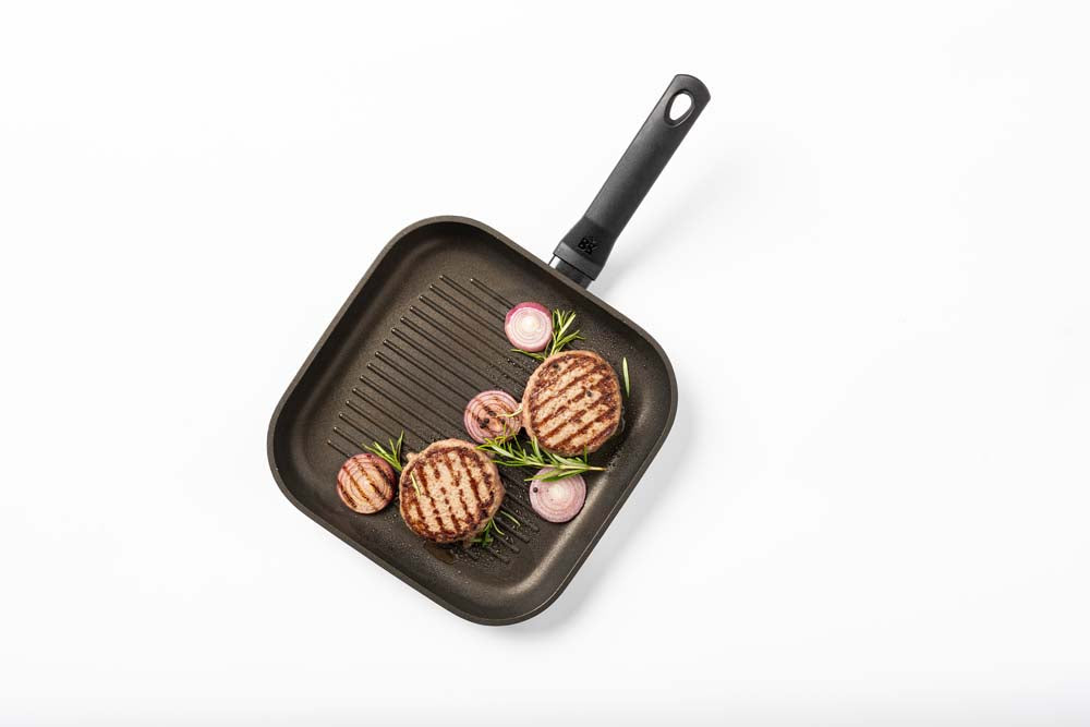 Easy Induction pannenset 4-delig zwart grillpan met hamburger
