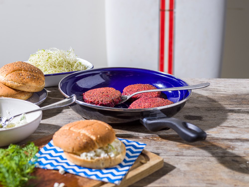 Fortalit koekenpannenset 24 en 28 cm blauw met hamburger