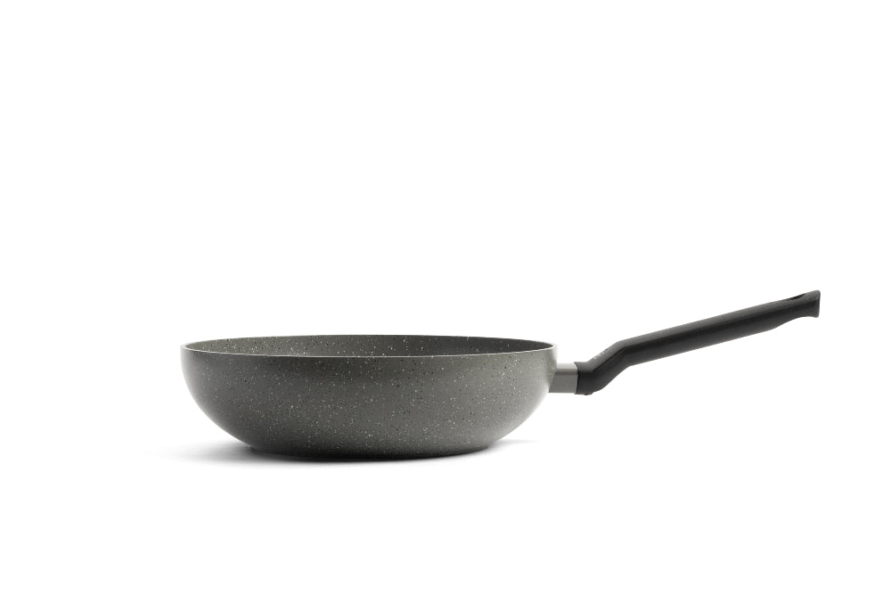 Granite wokpan 28 cm zwart zijaanzicht