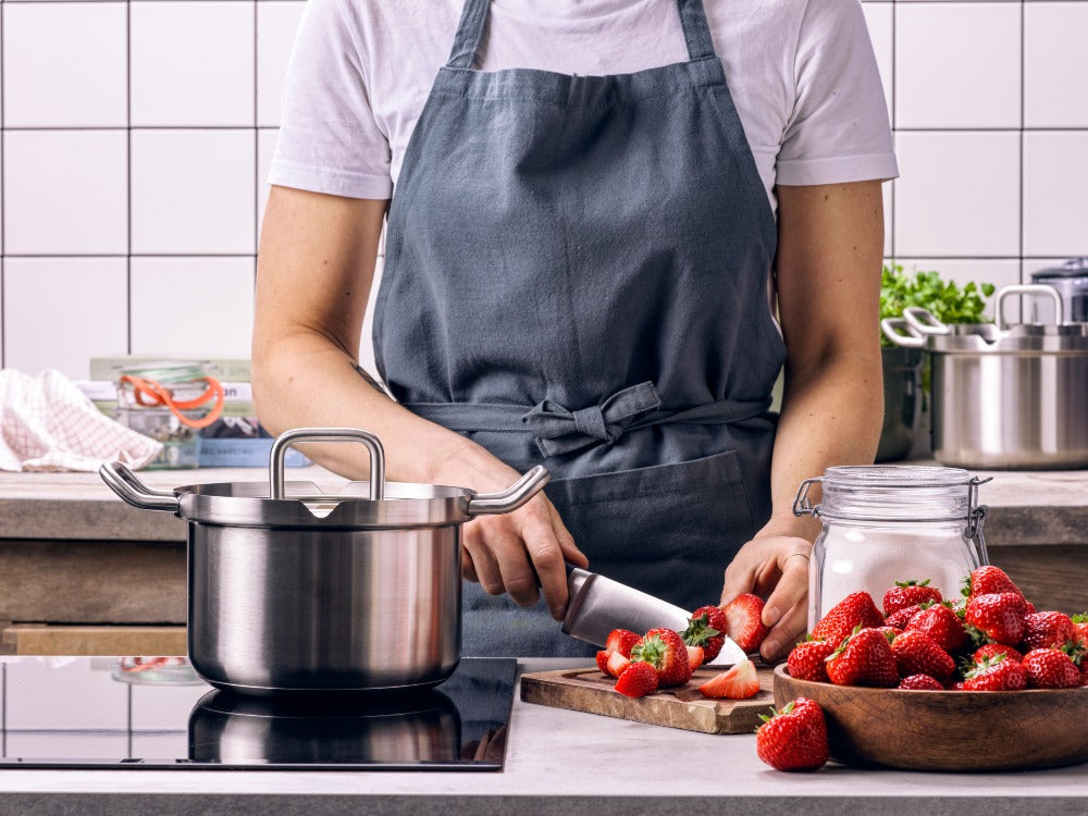 Q-linair Master Glas pannenset 5-delig zilver op kookblad