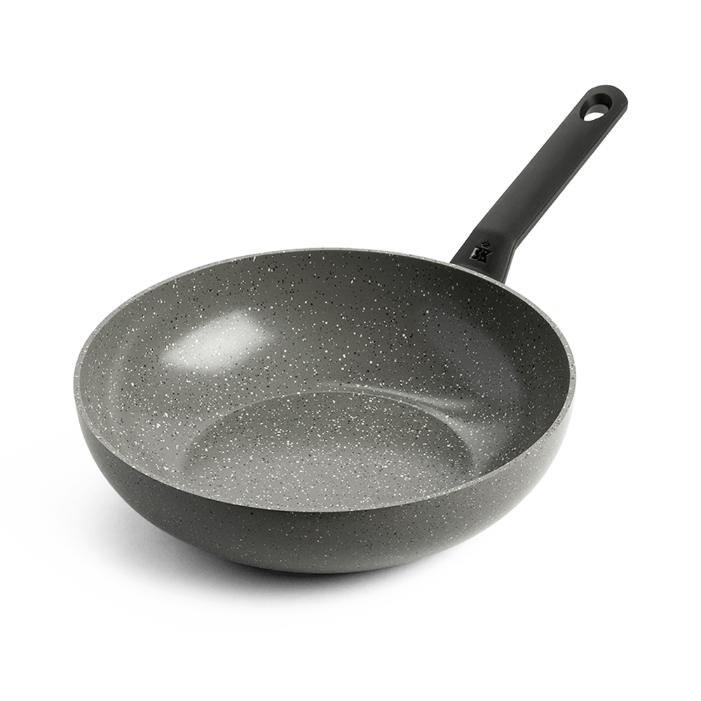 Granite wokpan 28 cm zwart vooraanzicht