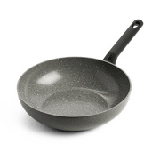 Granite wokpan 28 cm zwart vooraanzicht