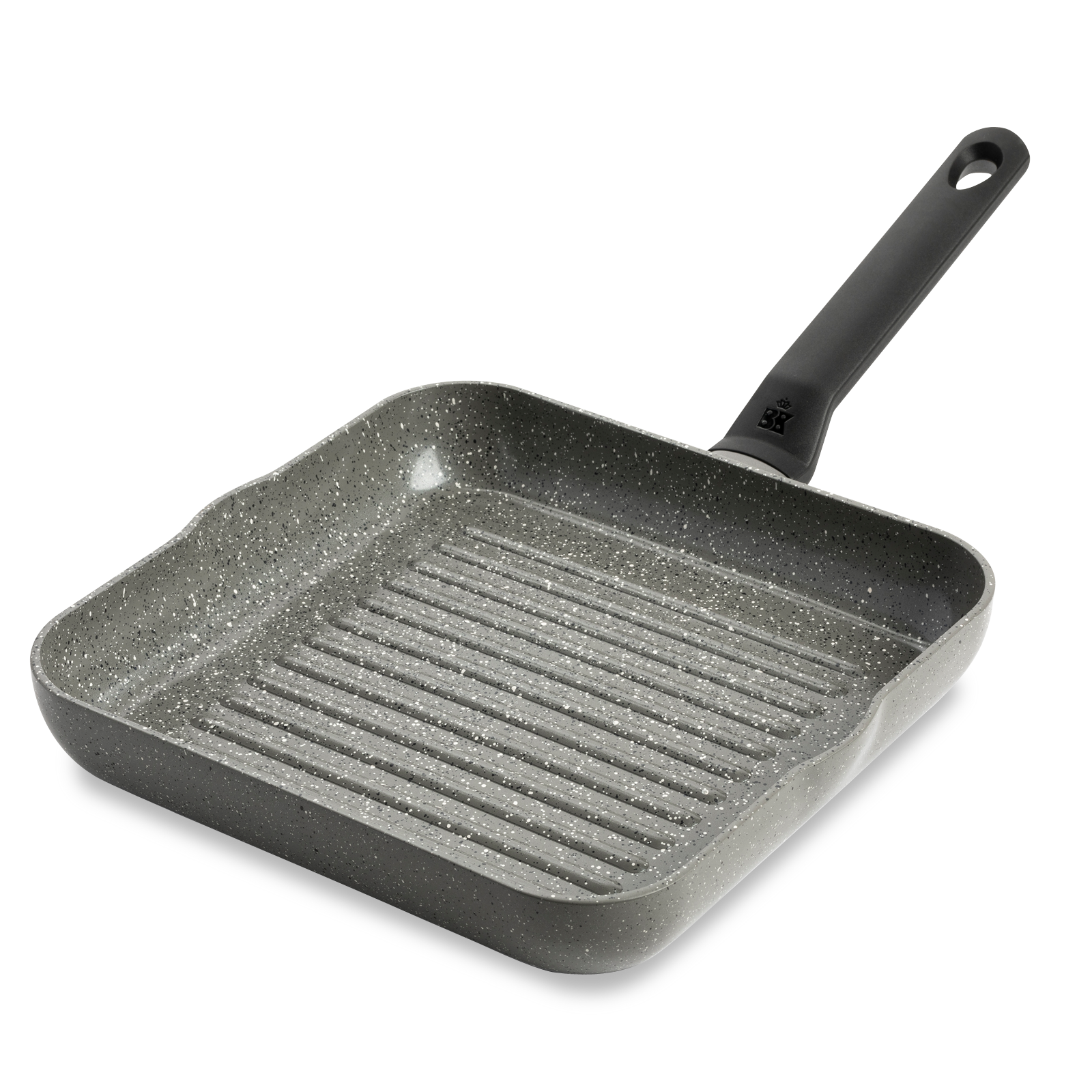 Granite grillpan 26x26 cm zwart vooraanzicht