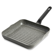 Granite grillpan 26x26 cm zwart vooraanzicht