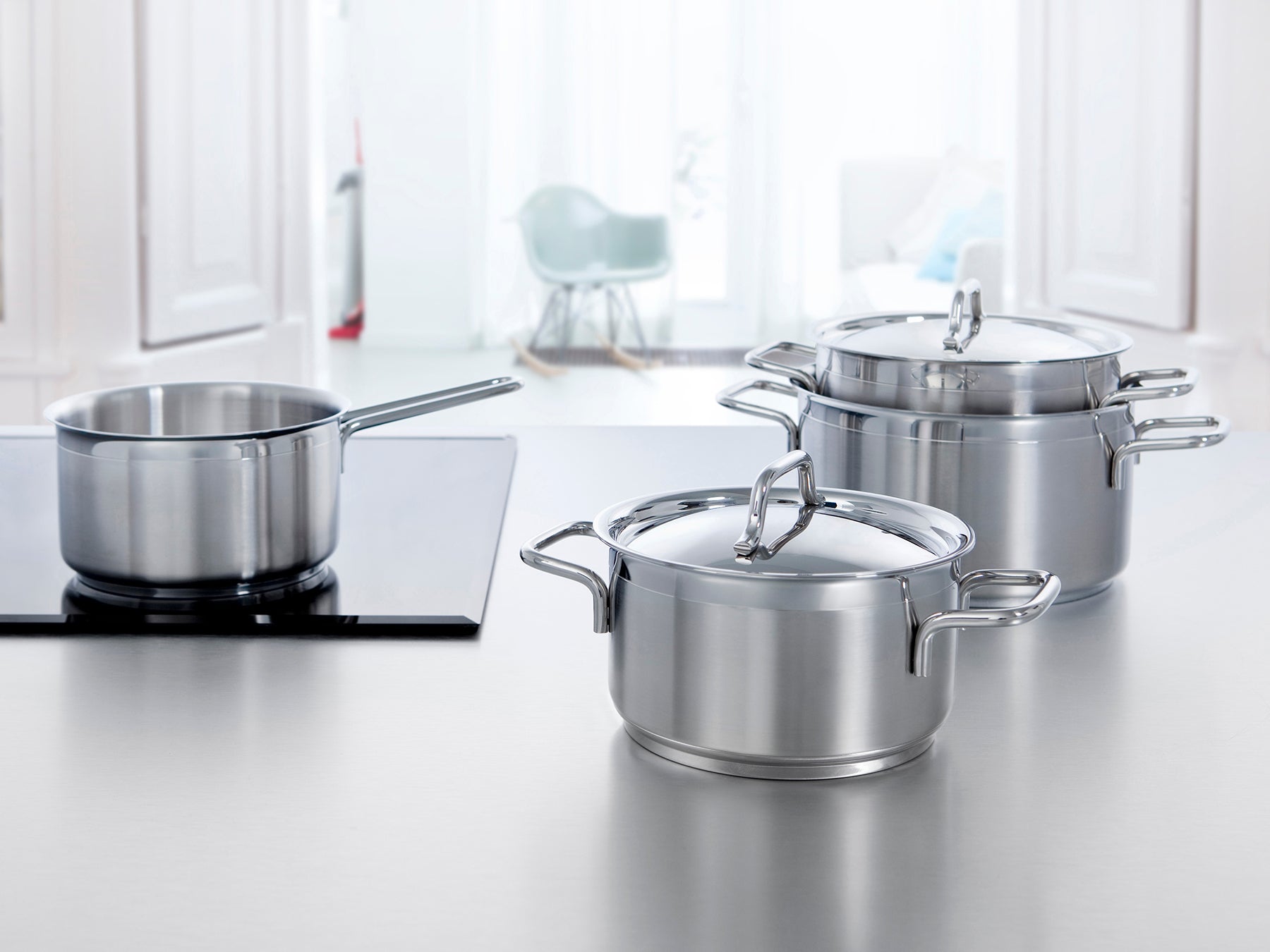 Gastronome pannenset 5-delig zilver in keuken