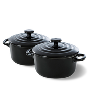 Bourgogne cocottes 2-delig 10 cm zwart zijaanzicht