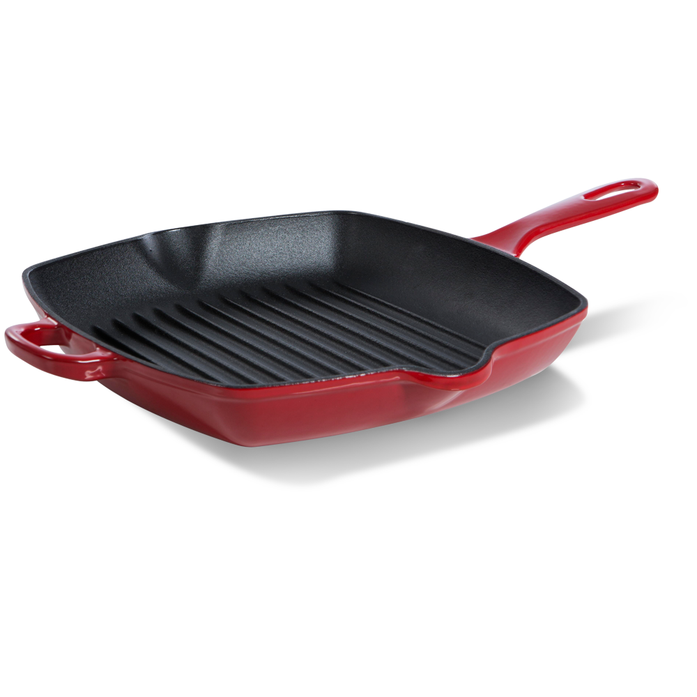 Bourgogne grillpan 26 cm rood zijaanzicht
