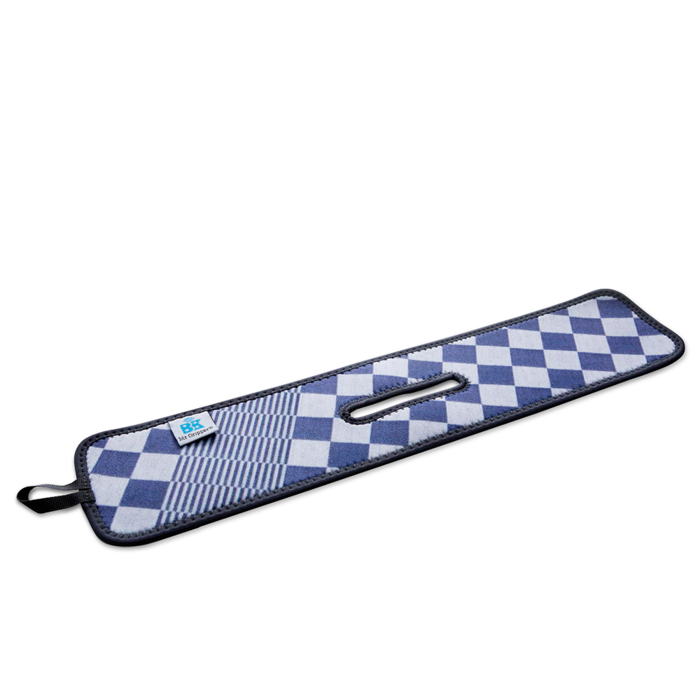 Mr. Gripper afgiethulp blauw geruit vooraanzicht
