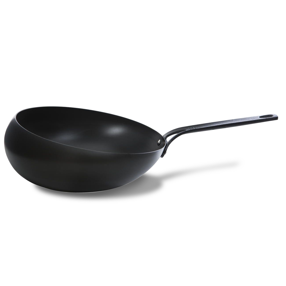 Black Steel wokarang 30 cm zwart zijaanzicht