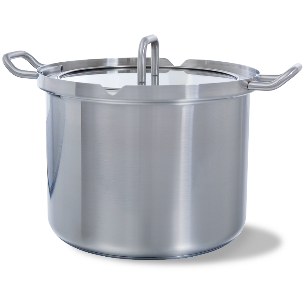 Q-linair Master Glas soeppan 24 cm 7 liter zilver vooraanzicht